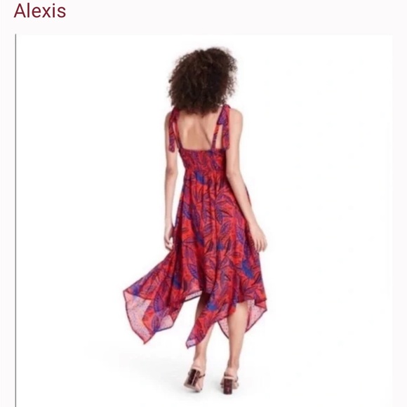 Size XXS Alexis for target Red tropical leaf dress - Picture 6 of 7